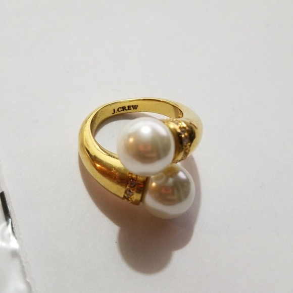 J Crew Flawless Graceful pearl Cuff Ring Size 7 - Picture 3 of 5